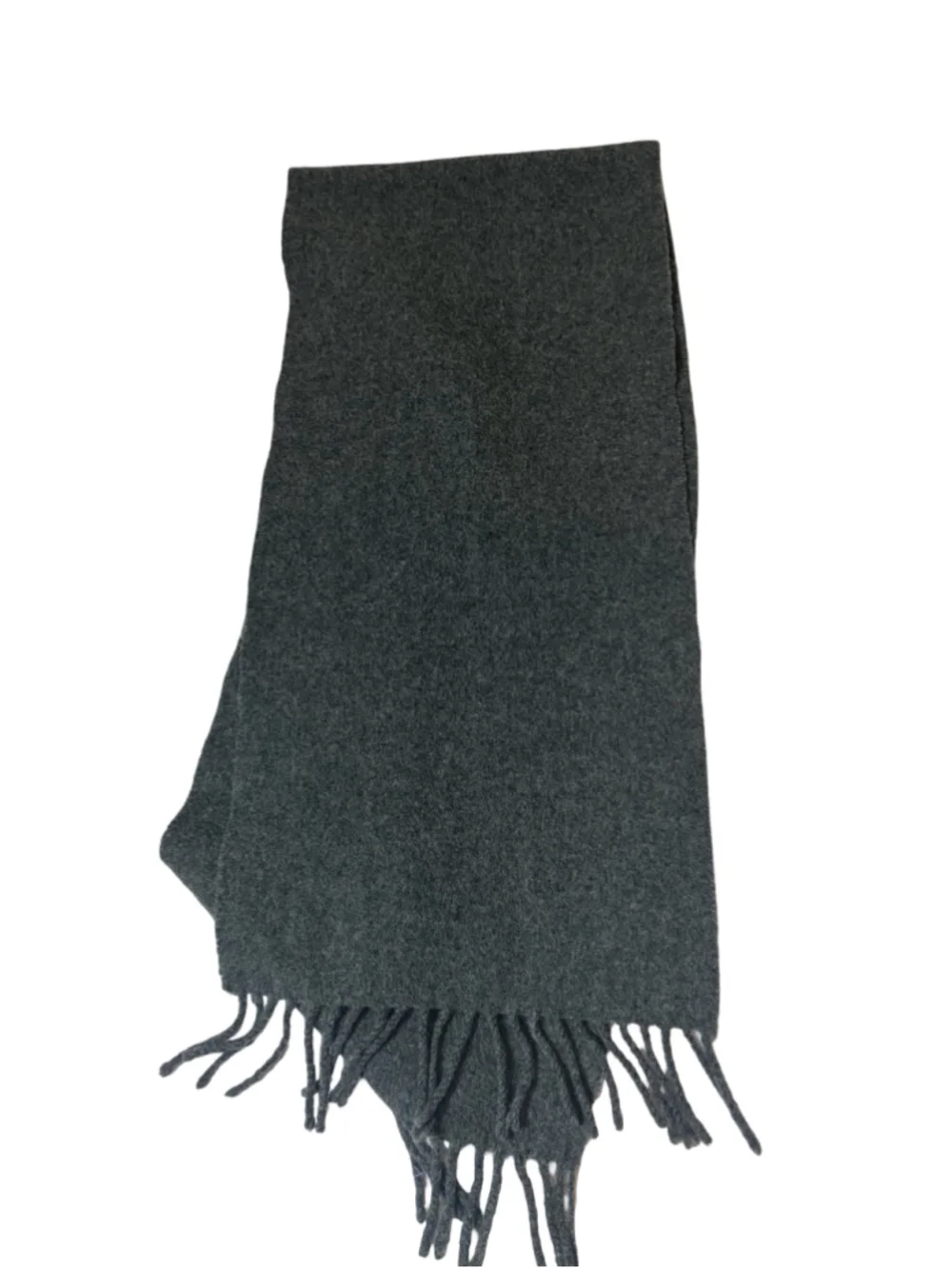 Ralph Lauren Lambswool Scarf Made In Scotland Gray Fringe Pony Logo